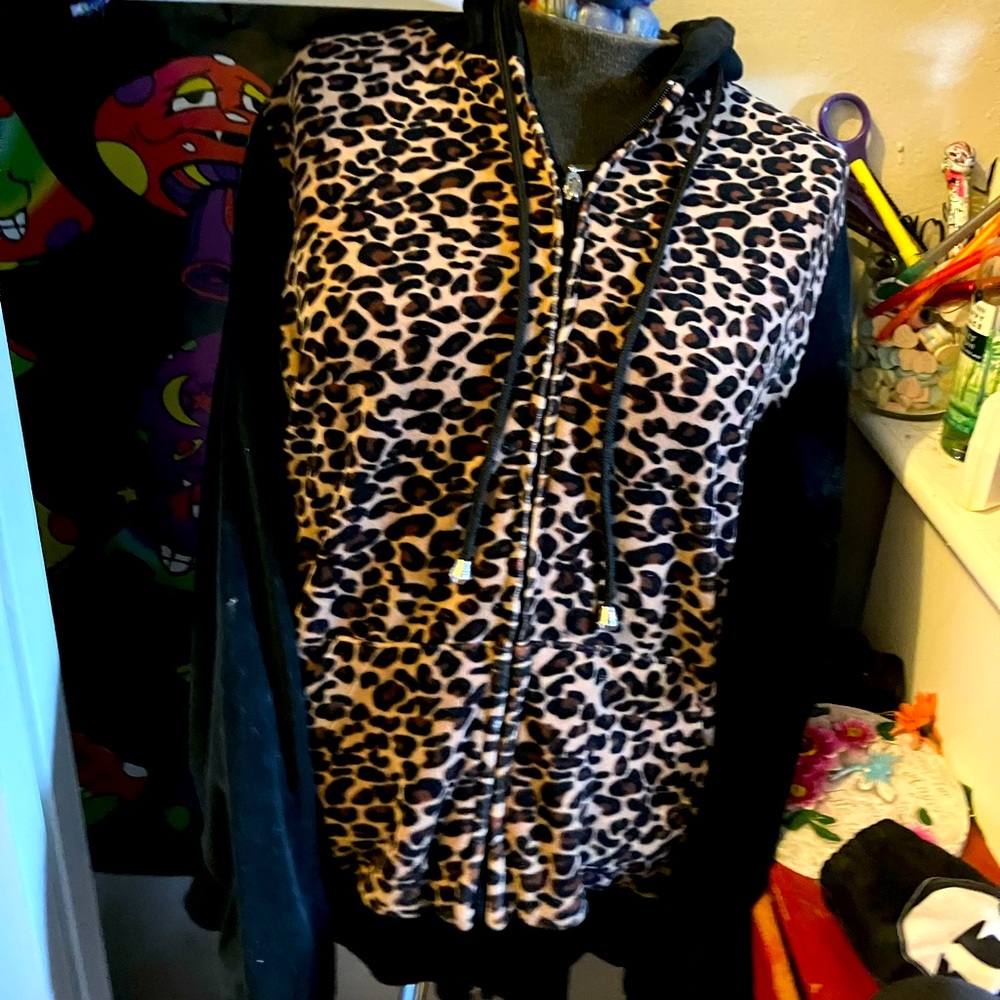 Black and cheetah print velvet jacket